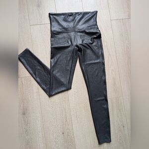 Spanx Black Faux Leather Leggings. High Rise Slimming